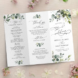 Eucalyptus Greenery Wedding Ceremony Program<br><div class="desc">Designed to coordinate with our Boho Greenery wedding collection,  this customisable Ceremony Program features watercolor eucalyptus branches with a classy serif font & elegant calligraphy text graphics. Matching items available.</div>