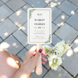 Eucalyptus Greenery Wedding Ceremony Program Hand Fan