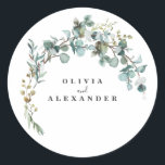 Eucalyptus Greenery Wedding Classic Round Sticker<br><div class="desc">Eucalyptus greenery wedding stickers.</div>