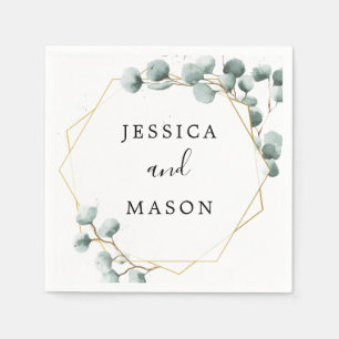 Eucalyptus Greenery Wedding Cocktail Napkin