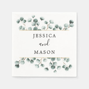 Eucalyptus Greenery Wedding Cocktail Napkin