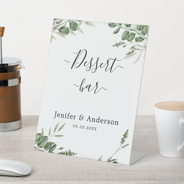 Eucalyptus Greenery Wedding Dessert Bar Sign  (In SItu)