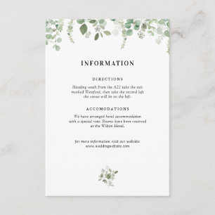 eucalyptus greenery wedding details card