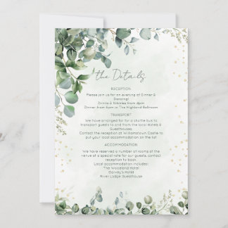 Eucalyptus Greenery Wedding Details Card - 1001A