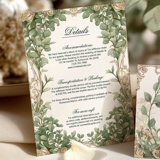 Eucalyptus Greenery Wedding Details Enclosure Card (Creator Uploaded)