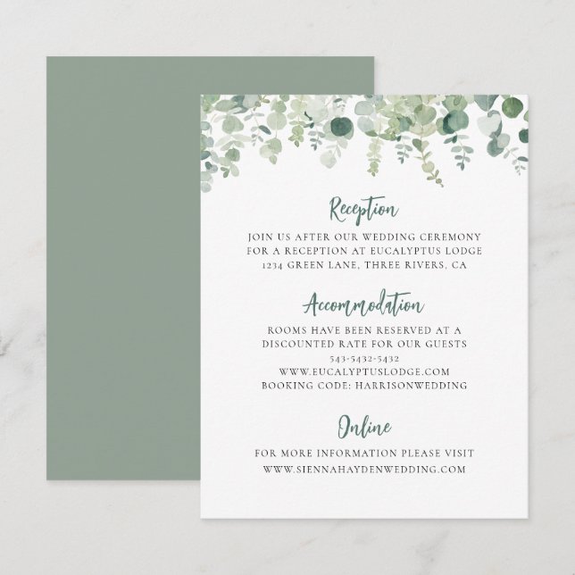 Eucalyptus Greenery Wedding Details Enclosure Card (Front/Back)