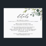 Eucalyptus Greenery Wedding Details Horizontal Enclosure Card<br><div class="desc">Designed to coordinate with our Boho Greenery wedding collection,  this customisable Guest Information Details card,  features a watercolor greenery leaves,  paired with a classy serif & modern sans font in black. Matching items available.</div>