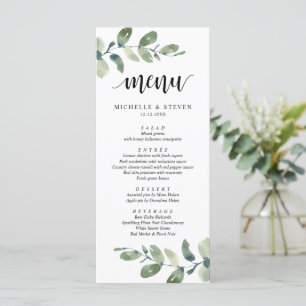 Eucalyptus Greenery Wedding Elopement Dinner Menu