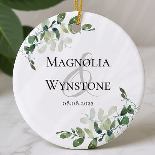 Eucalyptus Greenery Wedding Favor Ceramic Tree Decoration