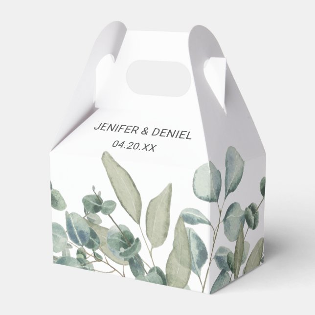 Eucalyptus Greenery Wedding Favour Box (Front Side)