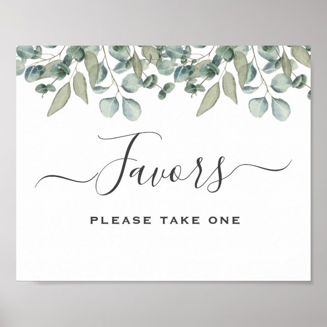 Eucalyptus Greenery Wedding Favour Sign (Front)