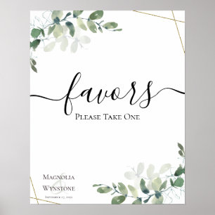 Eucalyptus Greenery Wedding Favours Sign