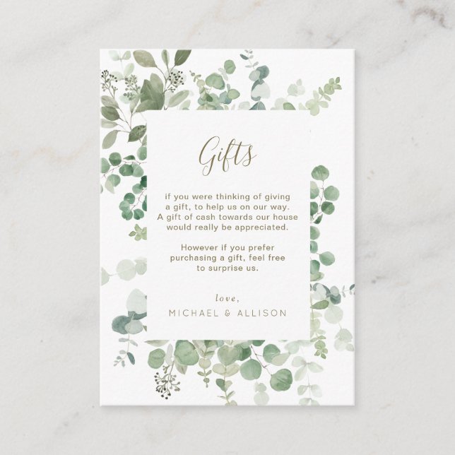 eucalyptus greenery wedding gifts card (Front)