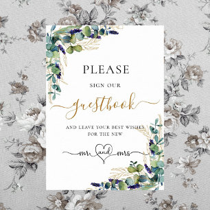 Eucalyptus greenery wedding guest book sign