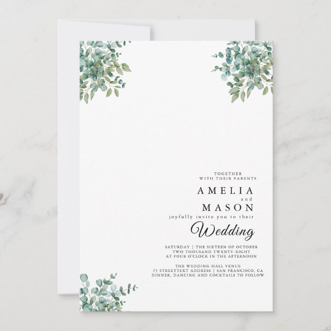 eucalyptus greenery wedding Invitation (Front)