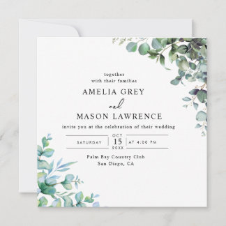 eucalyptus greenery wedding Invitation