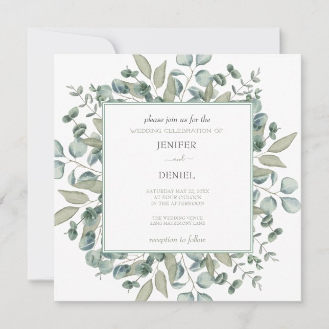 Eucalyptus Greenery Wedding Invitation (Front)