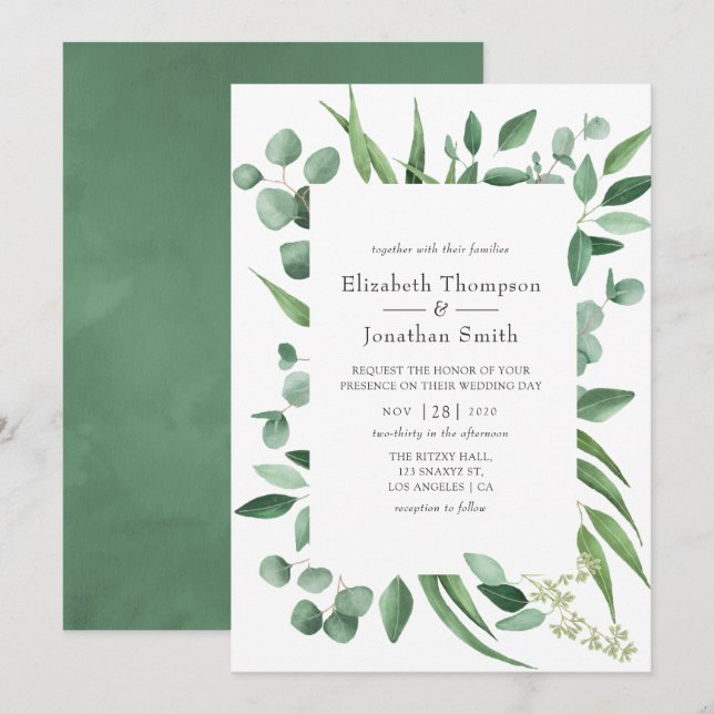 Eucalyptus Greenery Wedding Invitation (Front/Back)