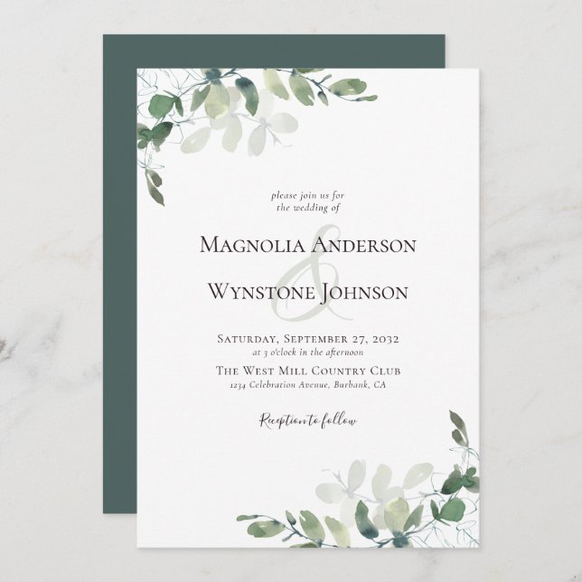 Eucalyptus Greenery Wedding Invitation (Front/Back)