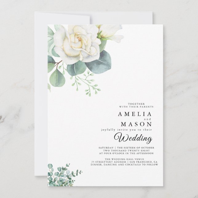 eucalyptus greenery wedding Invitation (Front)