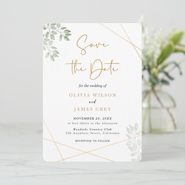 Eucalyptus Greenery Wedding Invitation (Standing Front)
