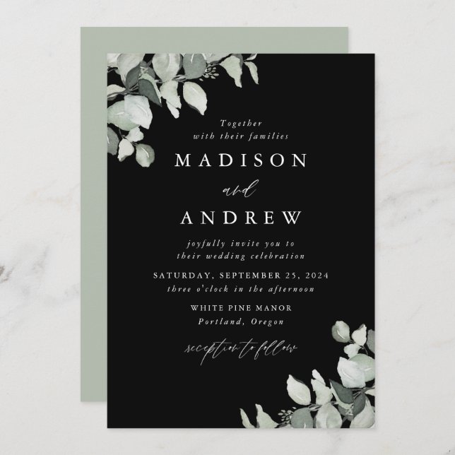 Eucalyptus Greenery Wedding Invitation (Front/Back)