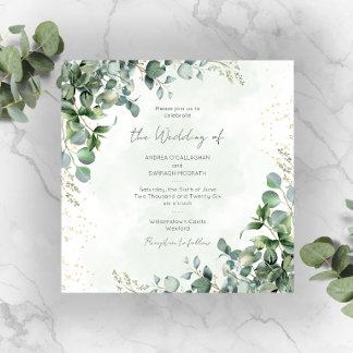Eucalyptus Greenery Wedding Invitation Square 1001
