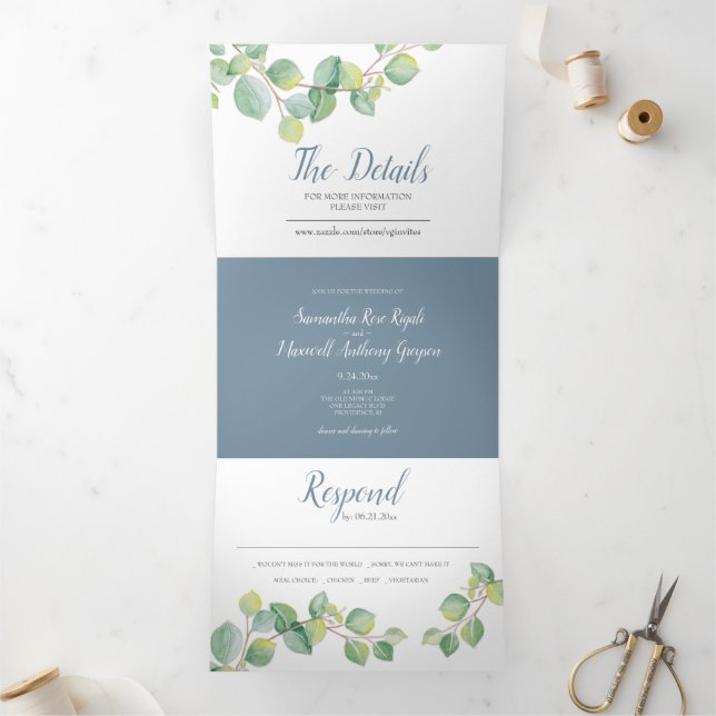 Eucalyptus Greenery Wedding Invitations (Inside)