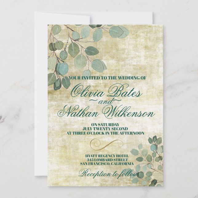 Eucalyptus Greenery Wedding Invitations (Front)