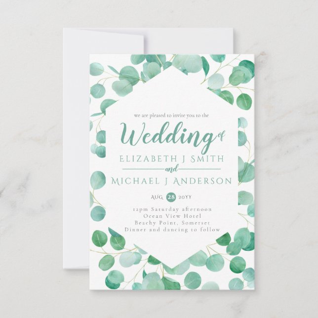 Eucalyptus Greenery Wedding Invite Envelope SMALL (Front)