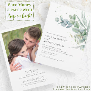 Eucalyptus Greenery Wedding invite with RSVP