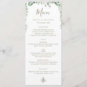 eucalyptus greenery wedding menu