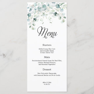 Eucalyptus Greenery Wedding Menu