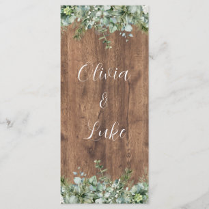 Eucalyptus Greenery Wedding Menu Card Rustic