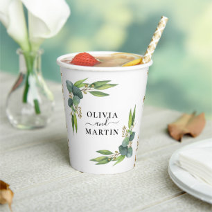 Eucalyptus Greenery Wedding Paper Cups