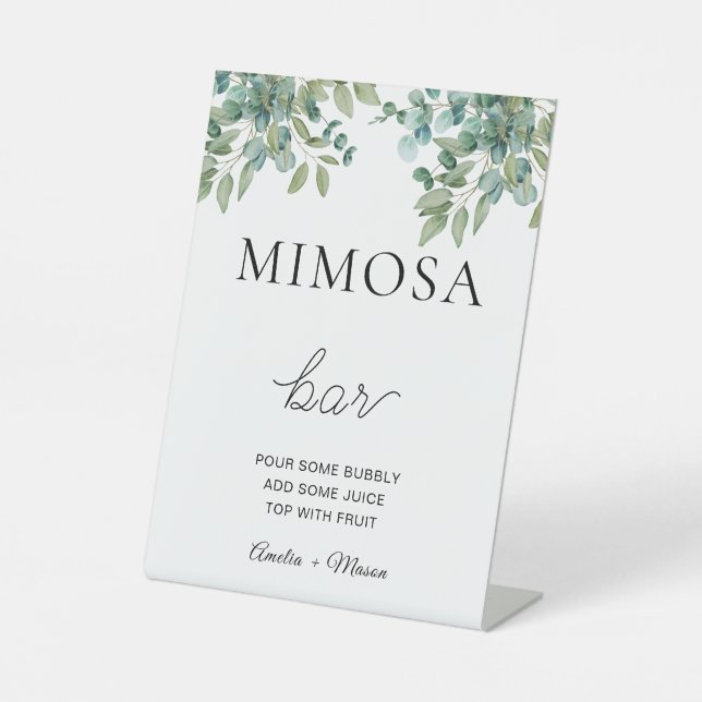 eucalyptus greenery wedding pedestal sign (Front)