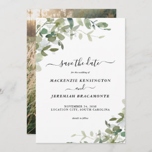 Eucalyptus Greenery Wedding Photo Save the Date