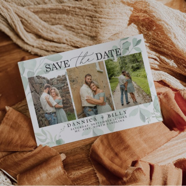 Eucalyptus Greenery Wedding Photo Save The Date Invitation (Creator Uploaded)