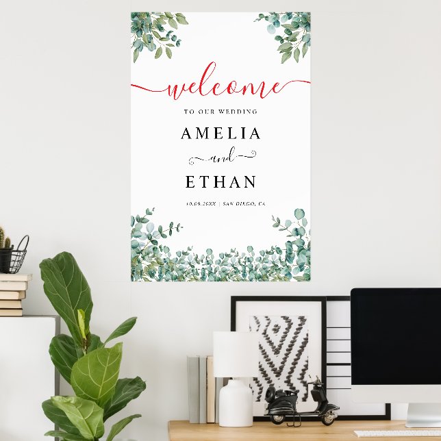 eucalyptus greenery wedding  poster (Home Office)