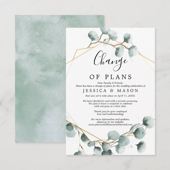 Eucalyptus Greenery Wedding Postponed Announcement (Front/Back)