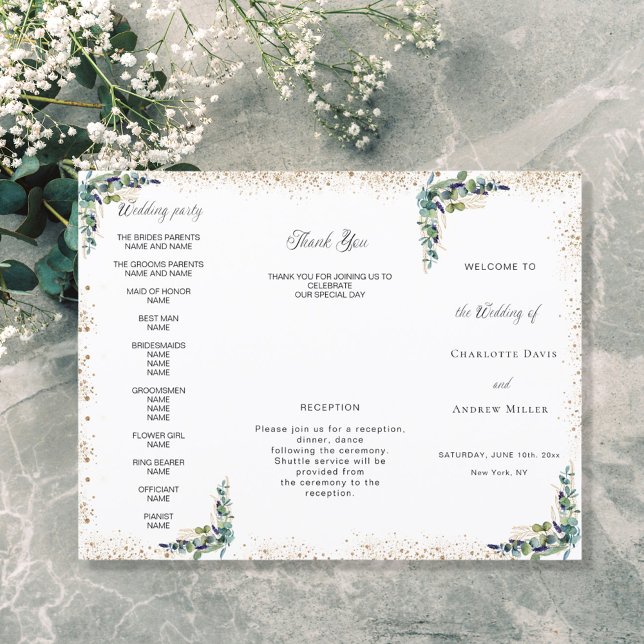 Eucalyptus greenery wedding program (Creator Uploaded)