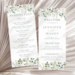 Eucalyptus Greenery Wedding Program Cards<br><div class="desc">Elevate your wedding with our elegant botanical nature-inspired classic wedding program cards. Featuring lush greenery and eucalyptus leaves paired with white rose flowers,  these cards add a touch of timeless beauty to your celebration. Perfect for nature-themed,  rustic,  and garden weddings,  these program cards beautifully complement your wedding theme.</div>