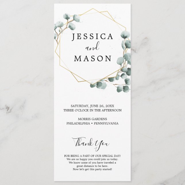 Eucalyptus Greenery Wedding Program Programme (Front)