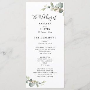 Eucalyptus greenery wedding program programme