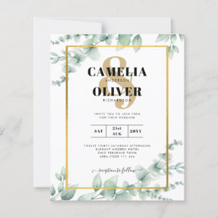 Eucalyptus Greenery Wedding QR CODE Modern Budget