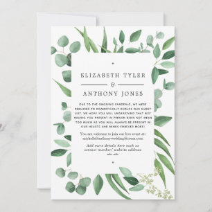 Eucalyptus Greenery Wedding Reduced Guest List Announcement