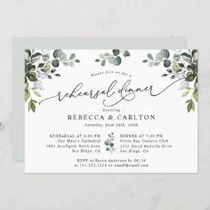 Eucalyptus Greenery Wedding Rehearsal Dinner Invitation