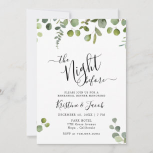 Eucalyptus Greenery Wedding Rehearsal Dinner Invitation