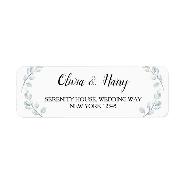 Eucalyptus Greenery Wedding Return Address Labels (Front)