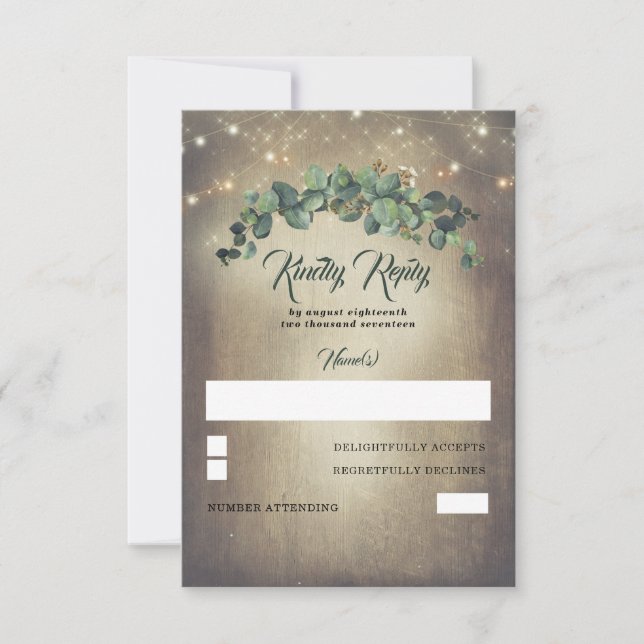 Eucalyptus Greenery Wedding RSVP (Front)